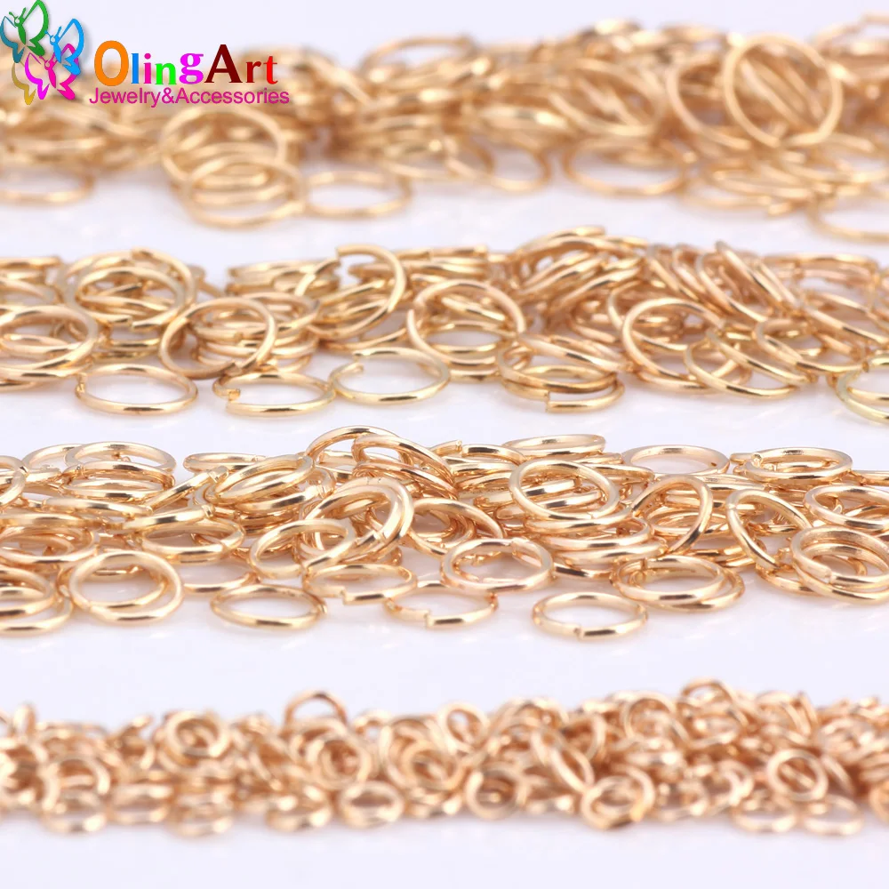 OlingArt KC Gold plating Jump Ring 3mm/4mm/5mm/6mm/7mm/8mm link loop Mixed size DIY Jewelry making Connector Wire diameter 0.7MM