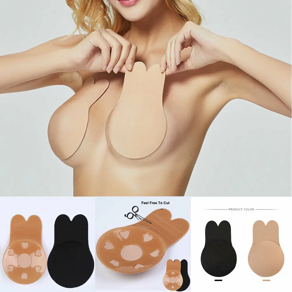 Femme 1 Pair Strapless Cute Rabbit Ear Invisible Push Up Bras For Women Self Adhesive Wireless Bralette Party Dress Stick Bras