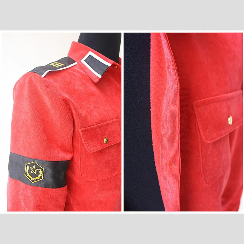 Rare MJ Michael Jackson RED & Black CTE Corduroy Outwear Classic England Retro antiwar Shirt Jacket With arm-bands In All Size