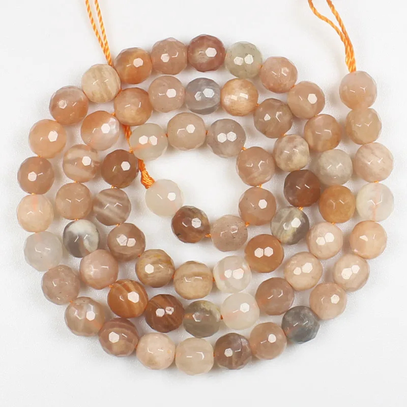 Natural Faceted Sunstone 4-16mm Round beads 15inch ,For DIY Jewelry Making !