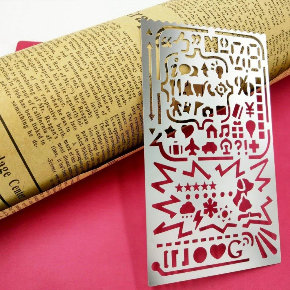 Metalen Tekening Templates Digitale Rvs Multifunctionele Planner Stencils met 60 Openingen