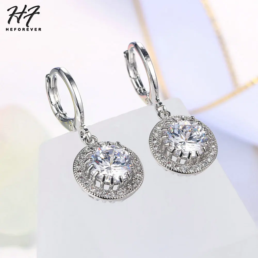 Classic Design Sliver Color Cushion Cut Big 5 Carat CZ Crystal Wedding Drop Earrings for Women E825 Christmas Day gift