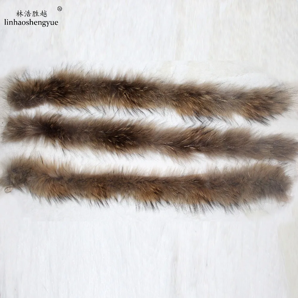 Linhaoshengyue Children Real Raccoon Cap  Hood Collar 70 cm Long,