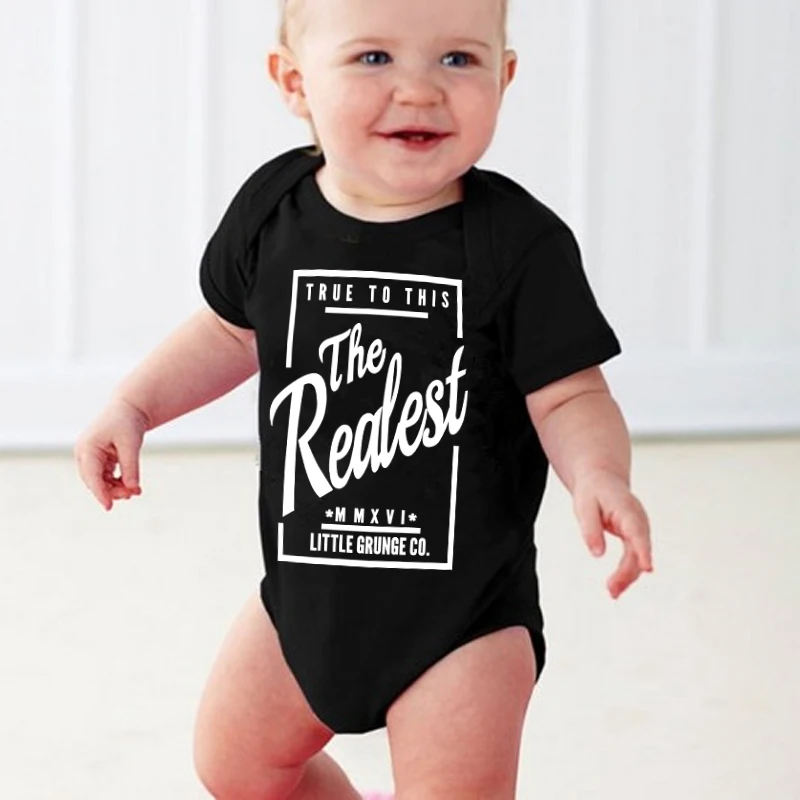 

Newborn Baby Boy Summer Clothes Black Cotton Short Sleeve Baby Romper Letter Print Baby Jumpsuit for 0-18M