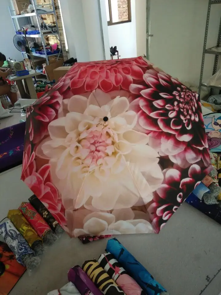 Beautiful Flower Printed Umbrella Rain Women Automatic Umbrella Three Folding Sun Protection Umbrella Male Portable Parasol