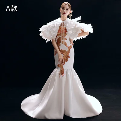 luxury  embroidery cosplay stage performance carnival studio show red carpet dress