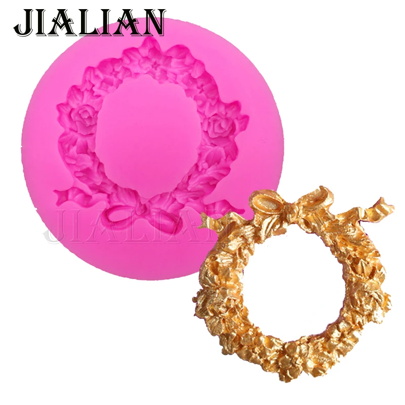 Beautiful Flowers garland silikon form chocolate wedding cake decorating tools DIY wreath fondant silicone mold T0164