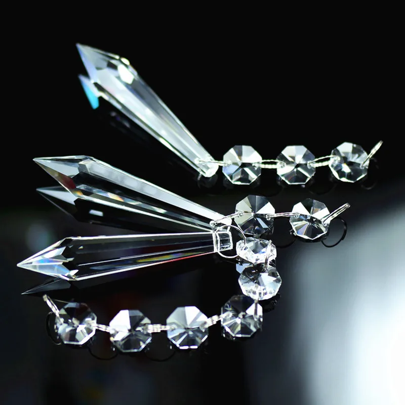 20pcs High Quality Clear K9 Crystal Octagon Chandelier Beads With Icicle Prism Crystal Chandelier Part, Crystal Lamp Decoration