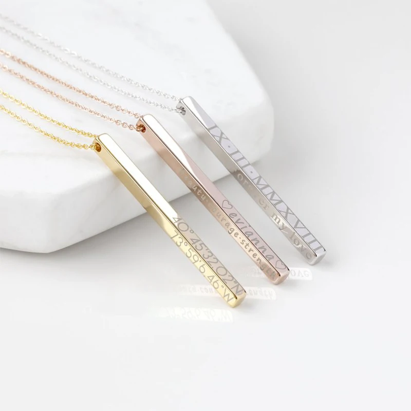 Mothers Day Gift Idea Name Necklace women Gift Personalized Necklace Vertical Bar Necklace Friendship Jewelry Graduation Gift