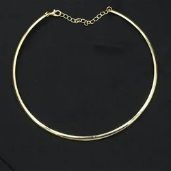 Simple Golden Silver Plated Metallic Round Choker Short Golden Chain Linked Punk Style Women Necklace