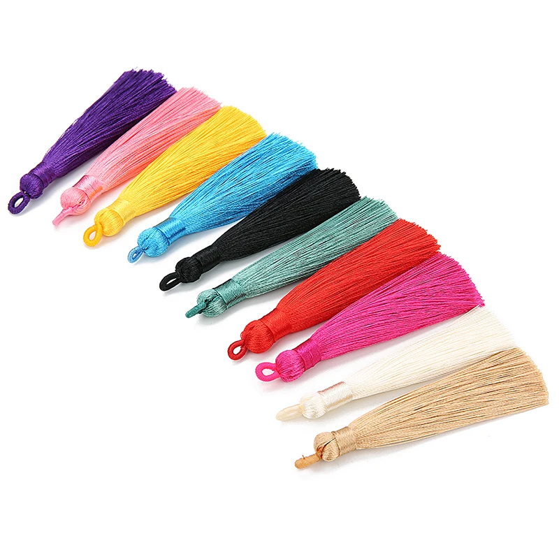 5pcs/lot 8cm Cotton Silk Tassel Cords Charms Brush with Circle for Earrings Charm Pendant Tassels fit DIY Jewelry Making