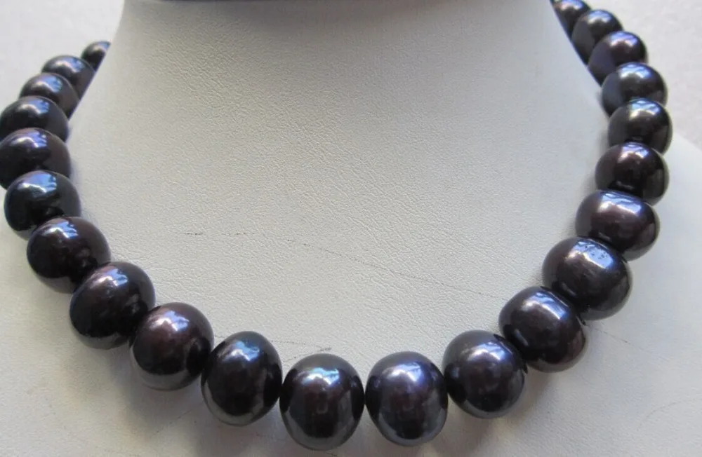 

FREE SHIPPING NEW HOT HUGE 18" 10-11MM TAHITIAN BLACK PEARL NECKLACE GOLD CLASP^^^@^Noble style Natural Fine jewe &