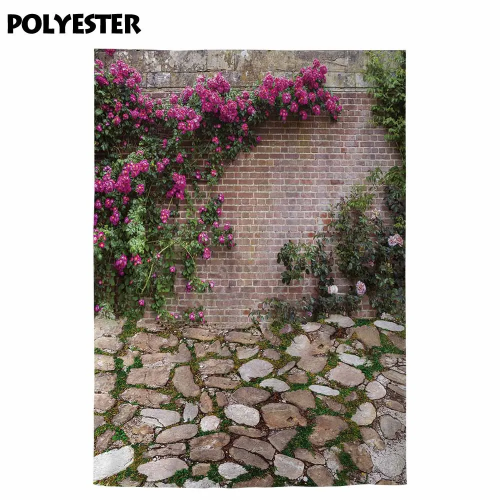 Allenjoy photophone background spring Easter garden flower vine brick wall stone floor photography studio backdrop photocall