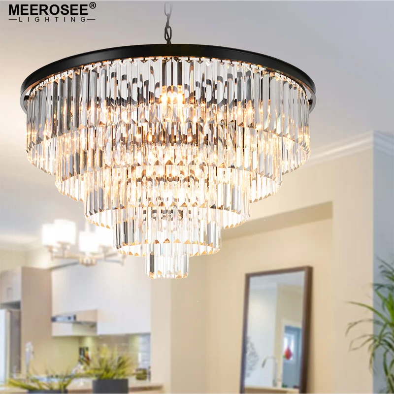 

Modern Crystal Chandelier Elegant K9 22mm size Article crystal Smoky Gray Crystal Suspension Lamparas for Cafe Restaurant Hotel