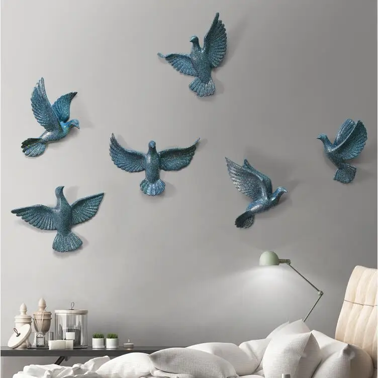 European Resin Birds Ornaments Pigeon Crafts Decoration Home Livingroom TV Background Wall Murals Pendant Hotel Accessories Art