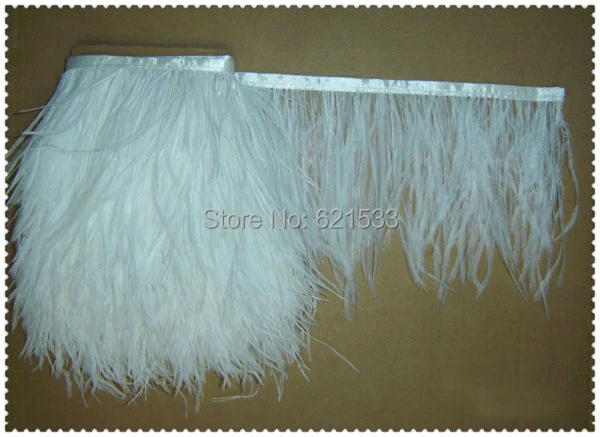 

10Meters/lot! 6-8inches Height Ostrich feather fringe costume applique ribbon trimming clothing trim white colour freeshipping