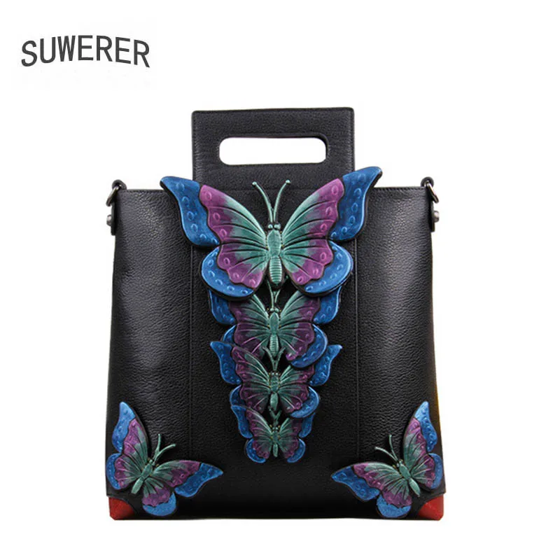 

New women bag Superior cowhide women Genuine Leather bags luxury handbags fashion butterfly designer women leather bag