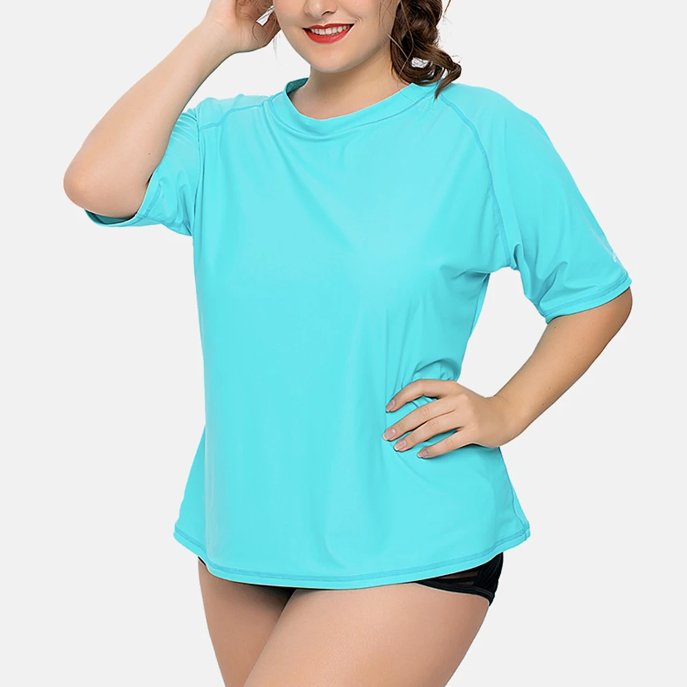 Charmleaks-maiô Rashguard de manga curta para mulheres, maiô UPF 50 plus size, proteção UV, roupa de praia Rash Guard