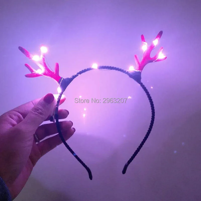 

100pcs LED Antler Headband For Children Christmas Gift Decoration Deer Head Hoop Merry Xmas New Year Kids Gift