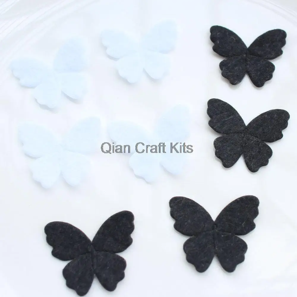 1500pcs felt butterflies black and white pack 30mm felt cut out