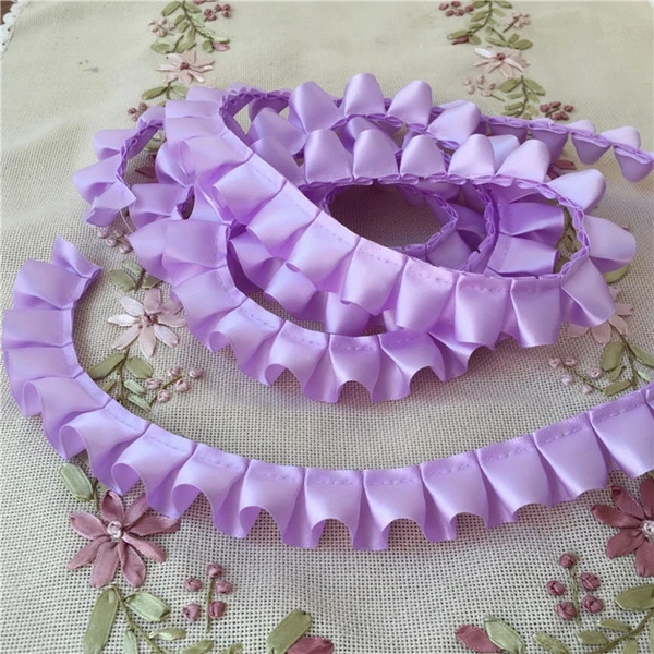 10 Yard/Lot 2,5 CM Breite Satin Plissee Band Falten Spitze Trim DIY Rock Manschetten Handwerk Puppe Kleidung Nähen zubehör – Detail 20
