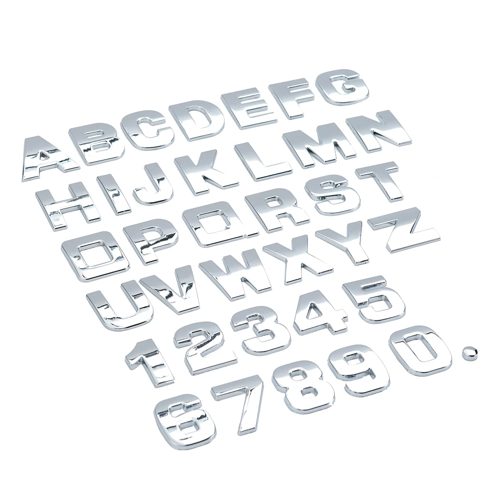 25mm DIY 3D Car Stickers Letters Alphabet Emblem Chrome Digital Badge Automobiles Logo Metal Car Accessories