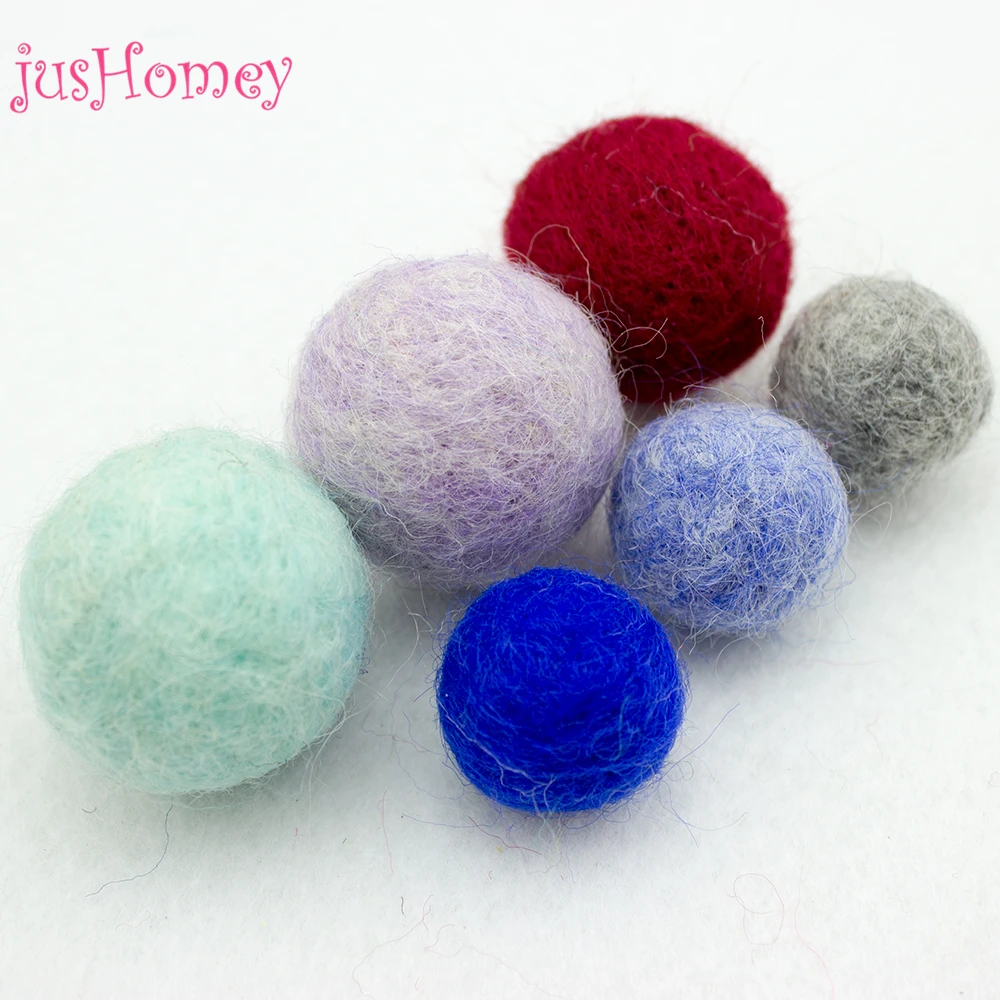 50pcs 15/20/30mm Handmade Wool balls Needle Felt Ball DIY Craft for Sewing Project, Party Decoration, Baby Hair Accessory