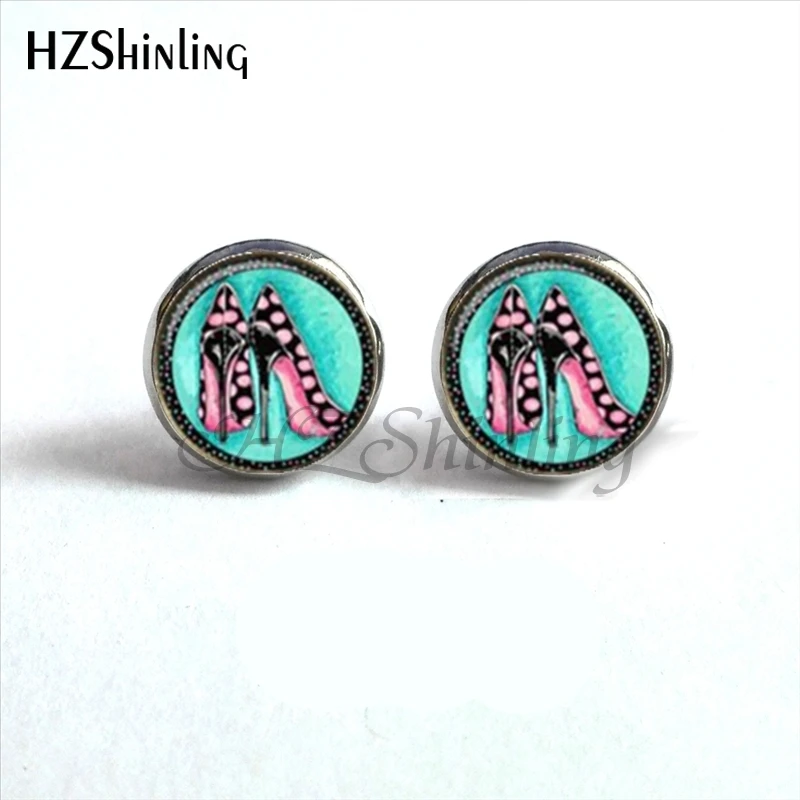 NES-0048  Polka Dot Earrings Colorful Dots Stud Earring  Polka Dots Glass Dome Earrings For Women HZ4