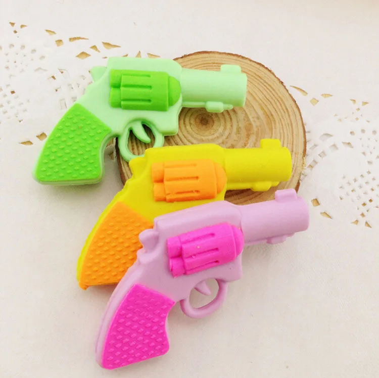 1 Pcs Creative Removable  Lovely Gun Eraser /cartoon Rubber Students Erasers/stationery/children Gift Erasers