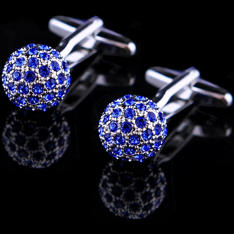 KFLK Jewelry Brand Blue Crystal Ball Cuff link Wholesale Buttons designer High Quality shirt cufflinks for mens guests