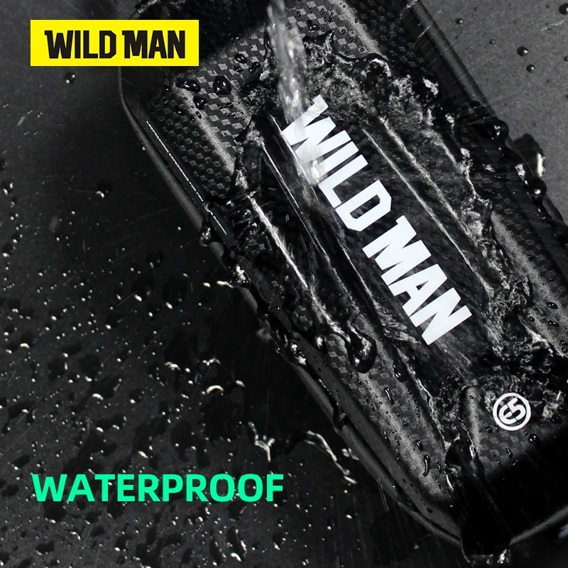 WILD MAN E5 Bicycle Bag, Large Capacity Hard Shell, MTB Road Bike Bag, Waterproof Top Tube, Carbon PU, Cycling Accessories