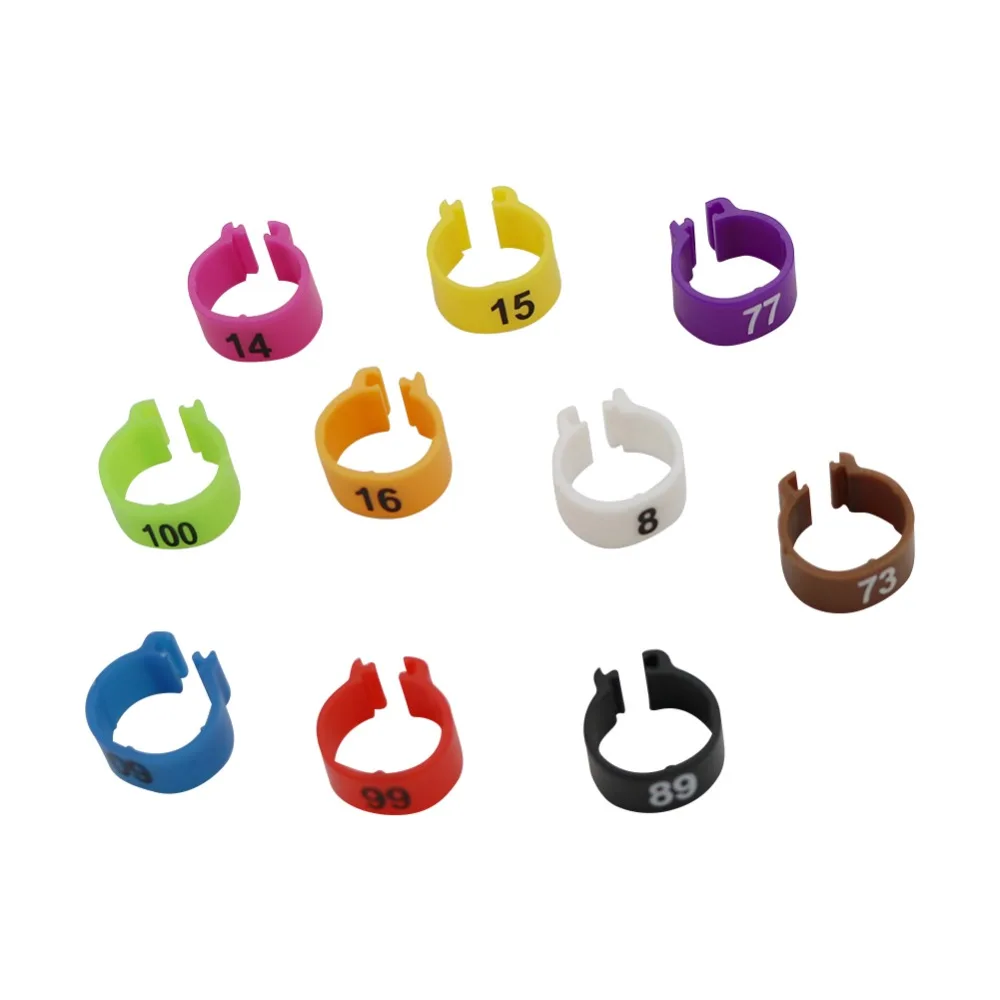 10mm Digital Bird foot ring Pigeon Training tools 10 Colors Identification Ring Bird supplies Parrot foot clip ring 100 Pcs