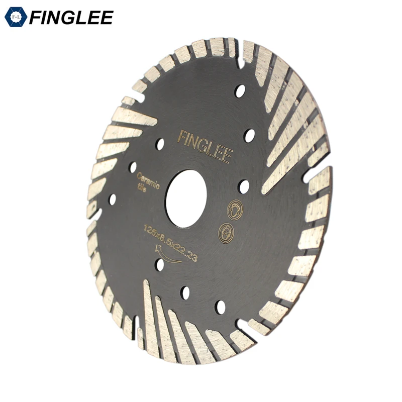 FINGLEE 4.5/5/6/7/9 inch Granite Diamond Cutting Saw Blade Cutting DiscTurbo Teeth Slant Protection for Concrete, Marble Stone