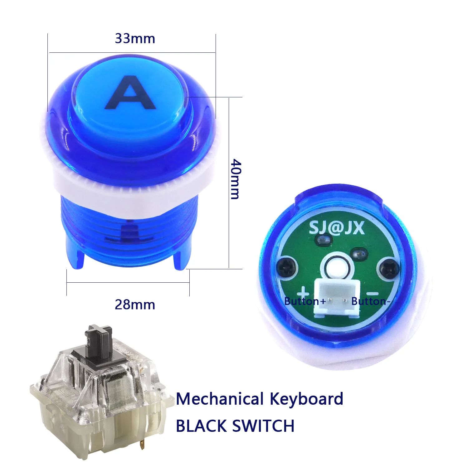 SJ@JX Arcade Button Arcade DIY Kit Mechanical Keyboard Switch 28mm Button