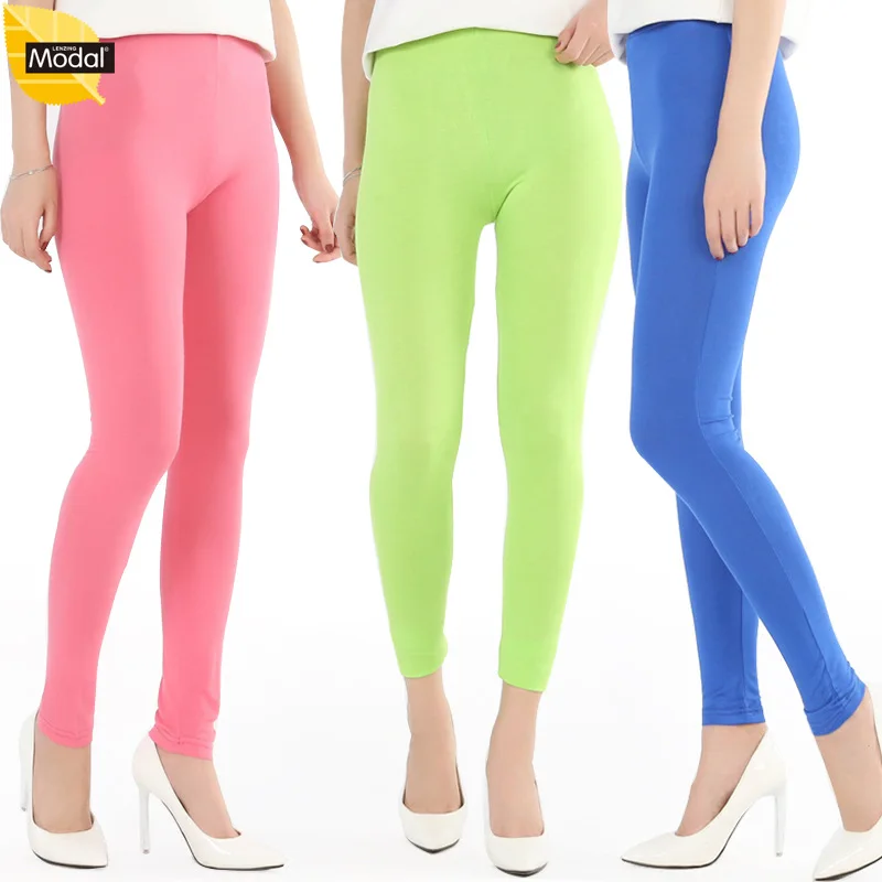 Leggings für Frauen Sommer Stil Große Elastische Weiche Atmungsaktive Plus Größe 7XL Große Größe Candy Farbe Modale Weibliche Hosen