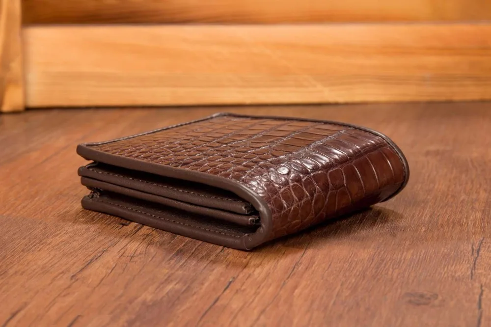 100% real Luxury Quality Genuine Crocodile belly Skin Leather Men Wallet bank card holder black brown color free shipping
