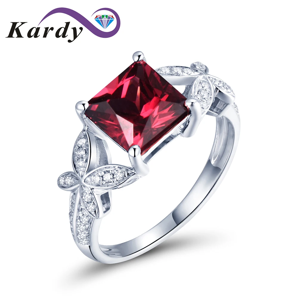 

Amazing Natural Garnet Gemstone Butterfly 14K White Gold Diamond Wedding Engagement Promise Fashion Band Ring for Women