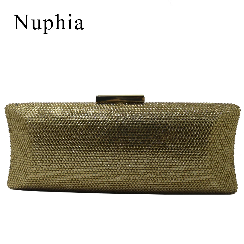 

Nuphia Women Party Metal Crystal Clutches Evening Bags Wedding Bag Bridal Shoulder Handbag Wristlets Clutch Purse Gold Yellow