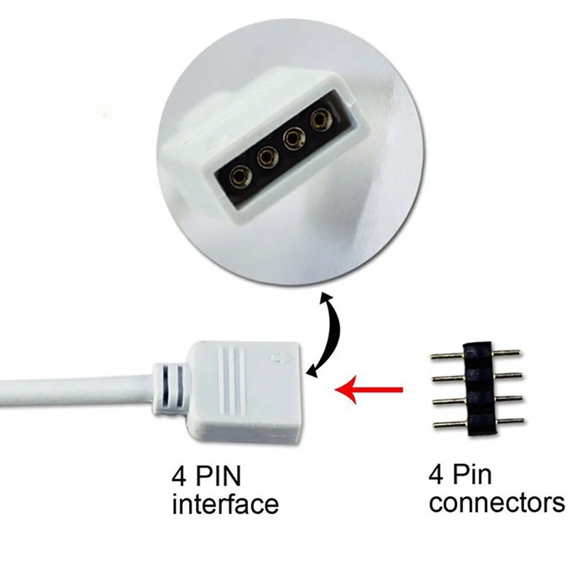 4 Pin RGB Connector Cable 1 to 2 3 4 5 Ports LED extension Splitter Cable wire For RGB LED Strip with 4 Pin Plugs