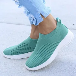 Vrouwen Schoenen Breien Sok Sneakers Vrouwen Lente Zomer Slip Op Platte Schoenen Vrouwen Plus Size Instappers Flats Lopen Krasovki Famela