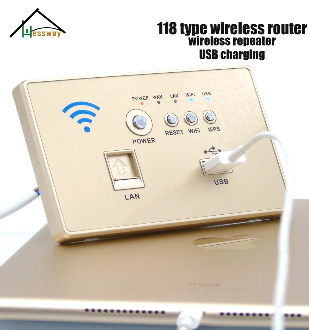 

118 type usb socket wall embedded wireless ap router phone with glod Color