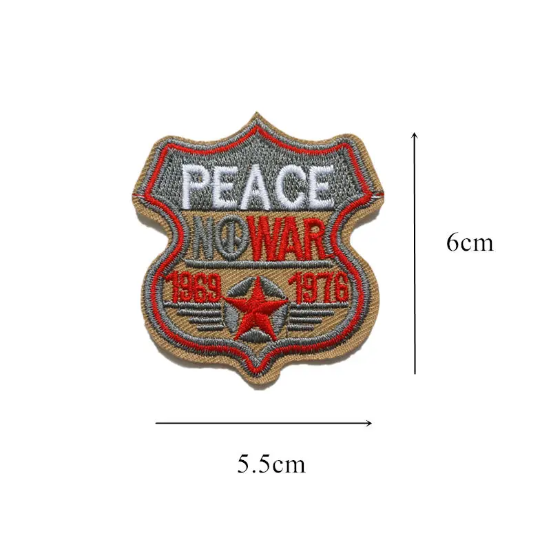 Embroidered Patches Peace Sew Iron On Badge NO WAR Army For Clothes Appliques DIY Sticker Decoration