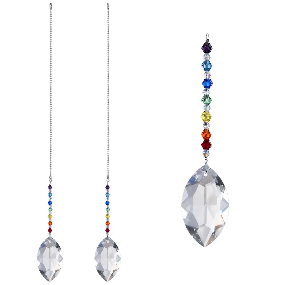 

H&D 2pcs Crystal Ceiling Fan Pull Chains Decor Chakra Crystal Sun Catcher Window Ornament Gift Rainbow For Home Wedding Decor