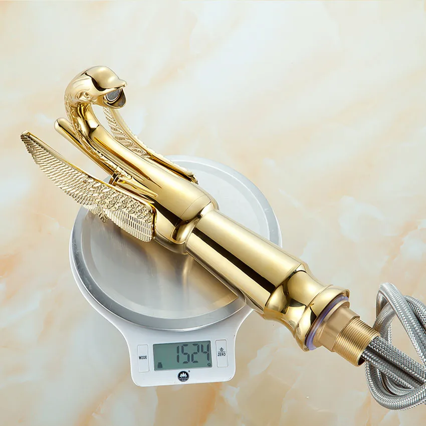 1PC  SY-8005 New Design Luxury Copper hot and cold taps Swan faucet Gold plated gold wash basin faucet high
