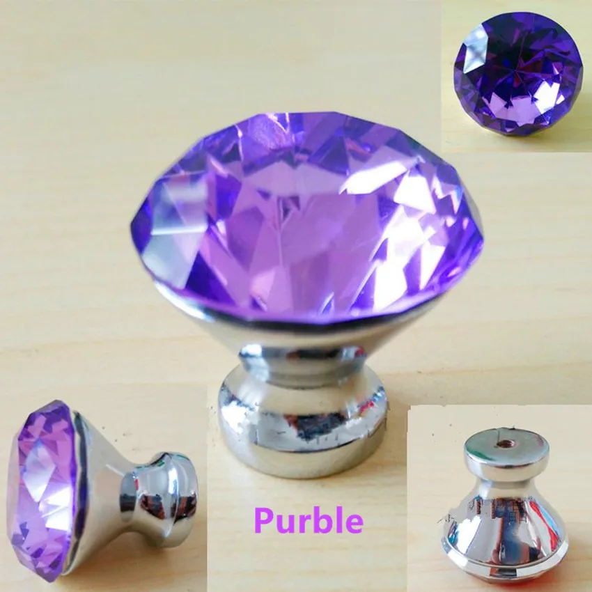colorful fashion rhinestone drawer cabinet knobs pulls yellow red pink sea blue glass crystal dresser knobs silver chrome modern image 5