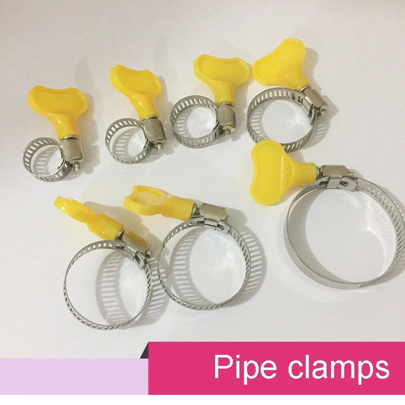 50pcs/lot stainless steel hose clamps Pipe Clips with plastic handle dia. 8mm-12mm/10-16mm/13-19mm/16-25mm/19-29mm/18-32mm