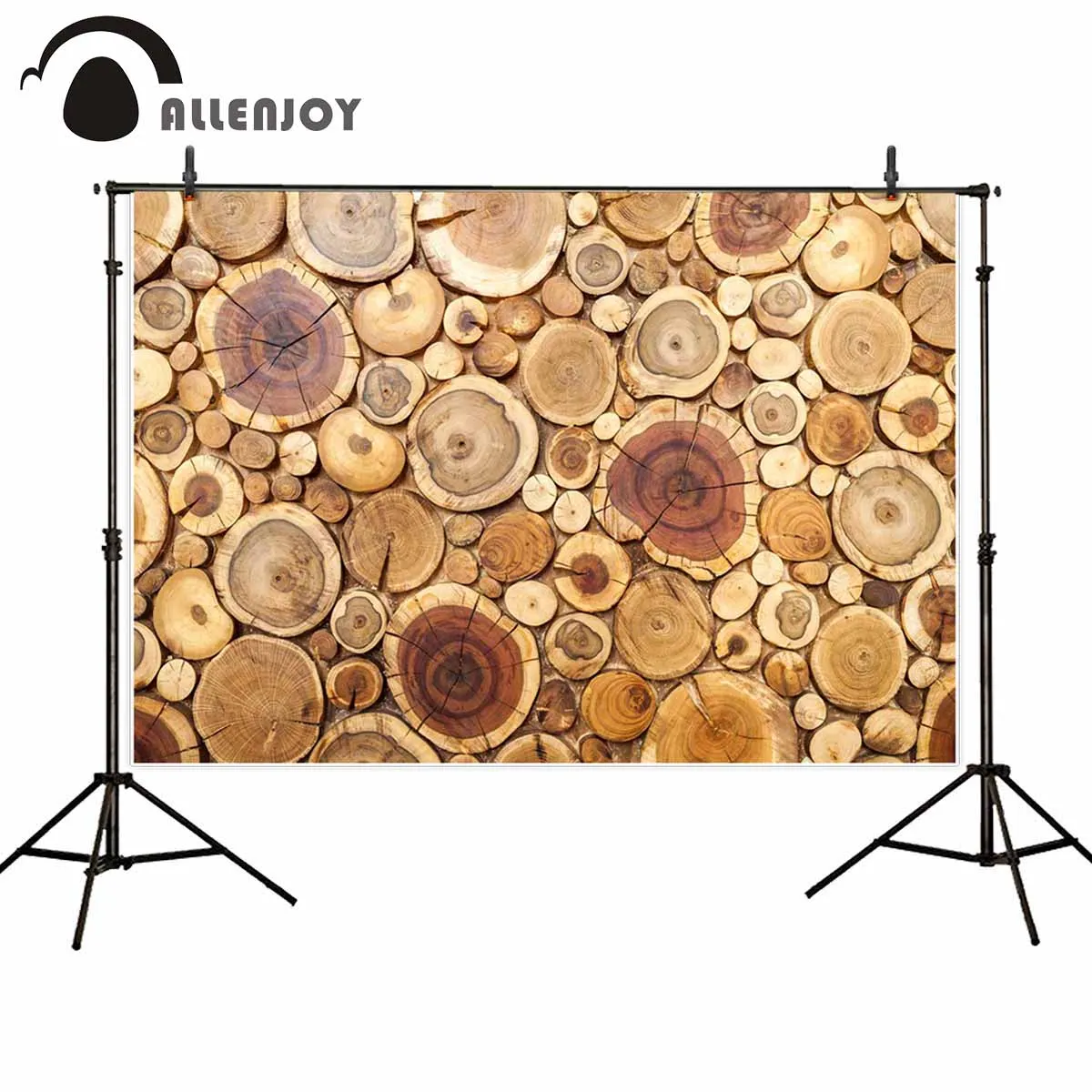 Allenjoy lumberjack photography backdrop round wooden stumps trees cross section background photobooth photocall printed custom