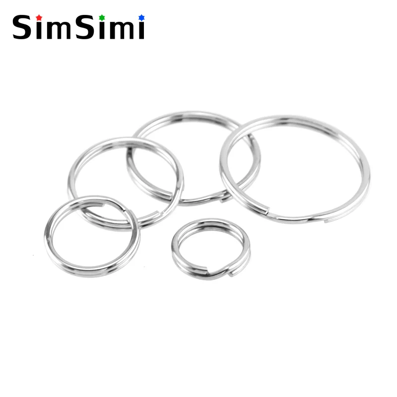 Simsimi Key chain rings 1mm wire 304 Stainless Steel size 10/12/15/18/20mm good quality wholesale 100pcs