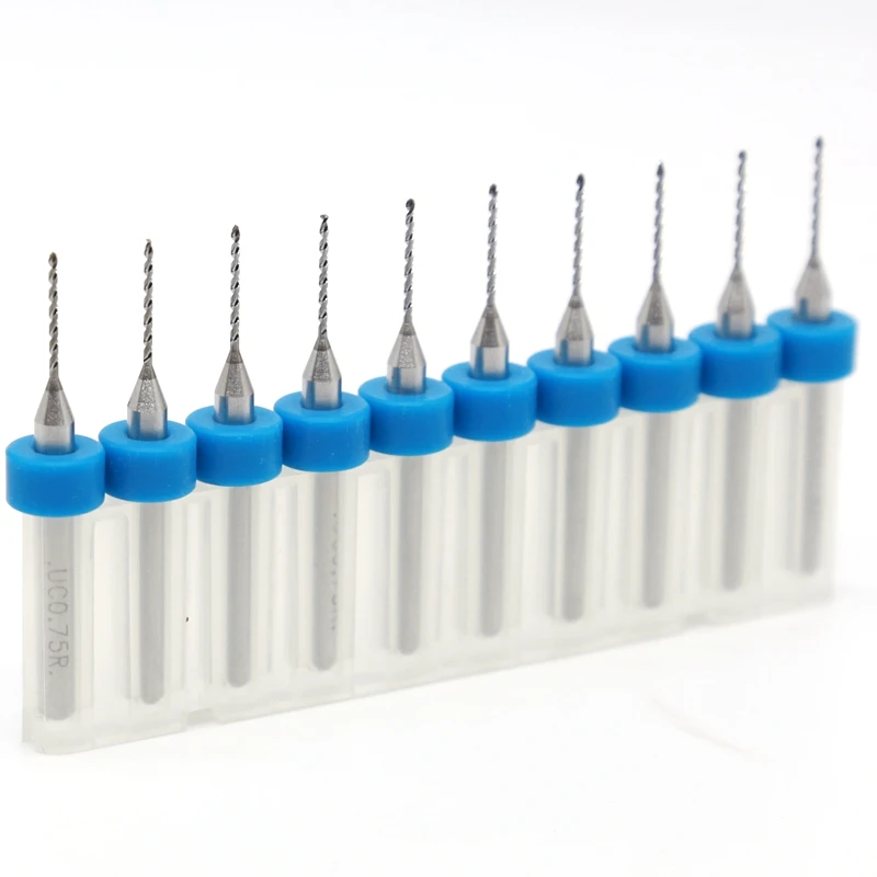 PCB Drill Set 0.8mm 0.85mm 0.9mm Tungsten Carbide Metal Drill Rotary Extractor CNC Router Bit Wood 10PCS Step Exercise Tool