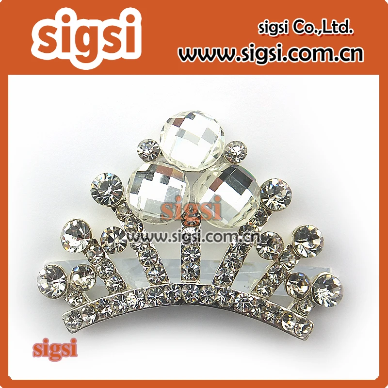 100pcs wholesale Crystal clear rhinestone Tiara crown princess brooch pin for hair decoration for party/gift